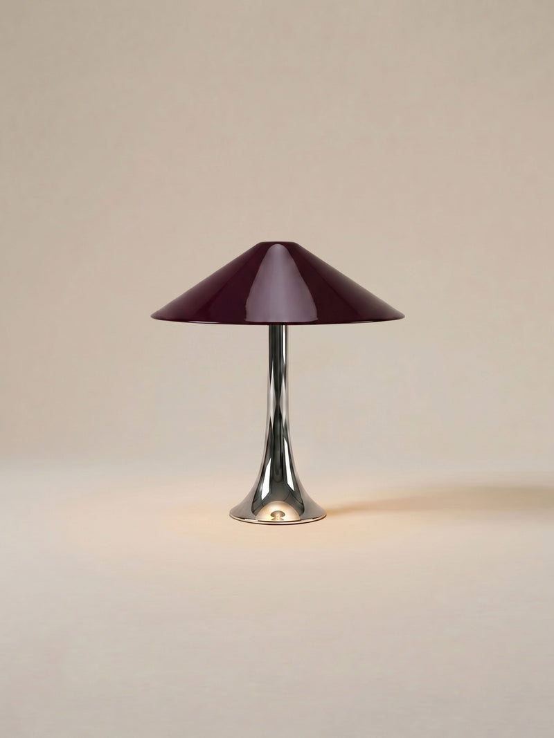 Nova Large Portable Lamp | Chrome & Burgundy Shade