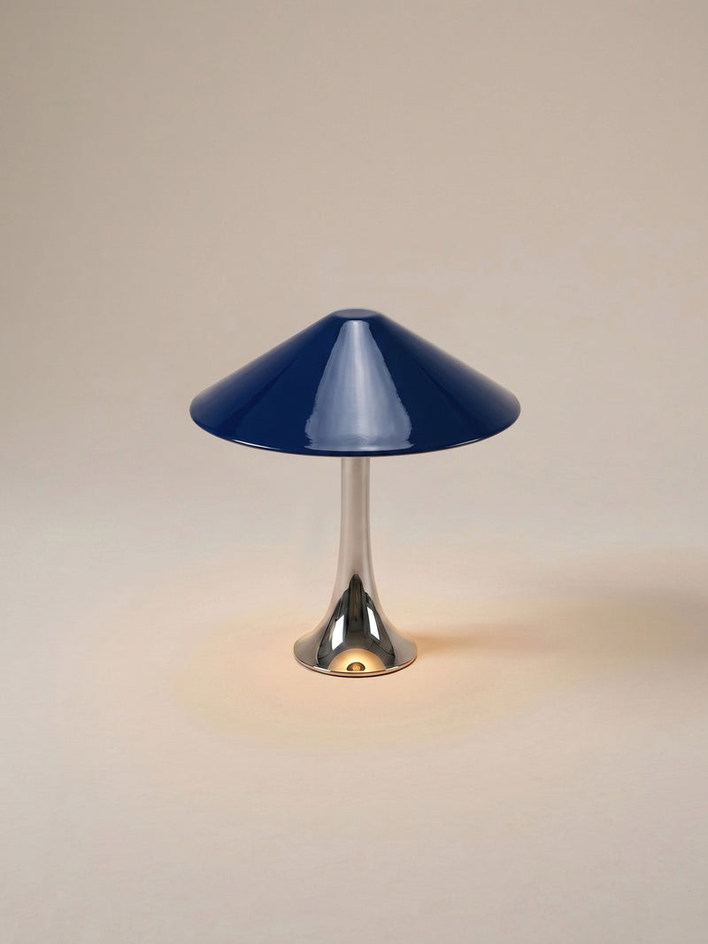 Nova Large Portable Lamp | Chrome & Dark Blue detail