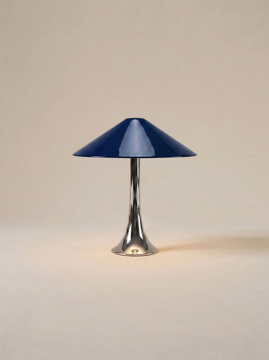 Nova Large Portable Lamp | Chrome & Dark Blue