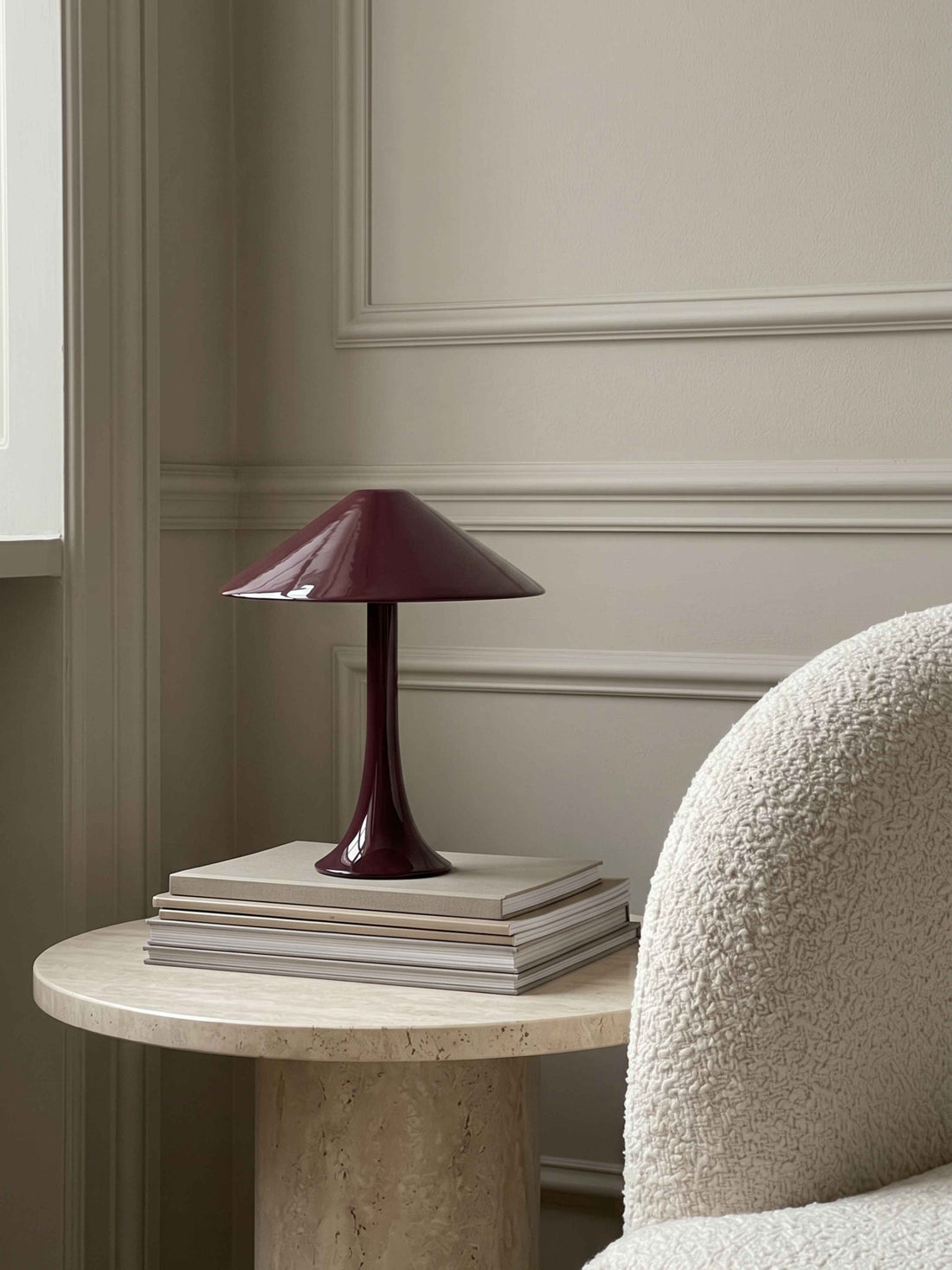 Nova Large Portable Lamp | Burgundy detail