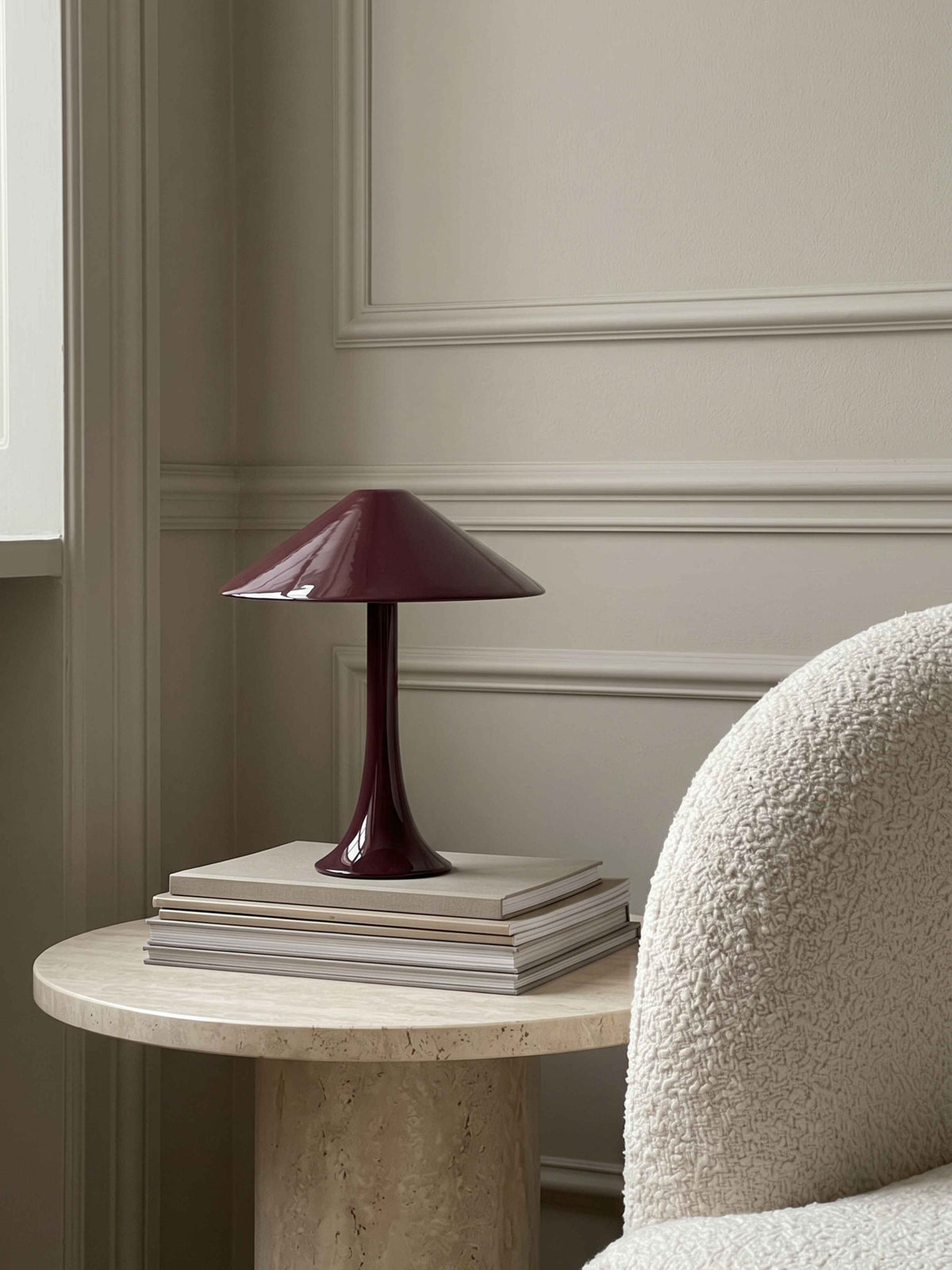 Nova Large Portable Lamp | Burgundy detail