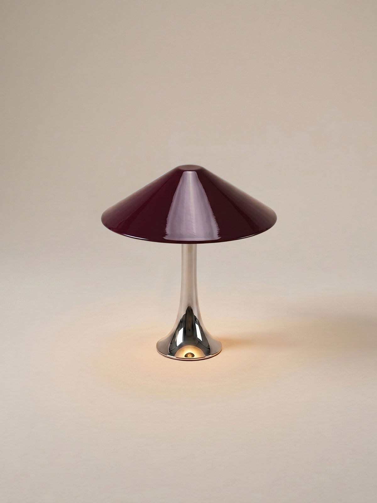 Nova Large Portable Lamp | Chrome & Burgundy Shade detail