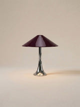 Nova Large Portable Lamp | Chrome & Burgundy Shade