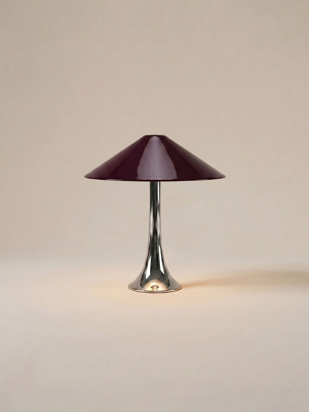Nova Large Portable Lamp | Chrome & Burgundy Shade