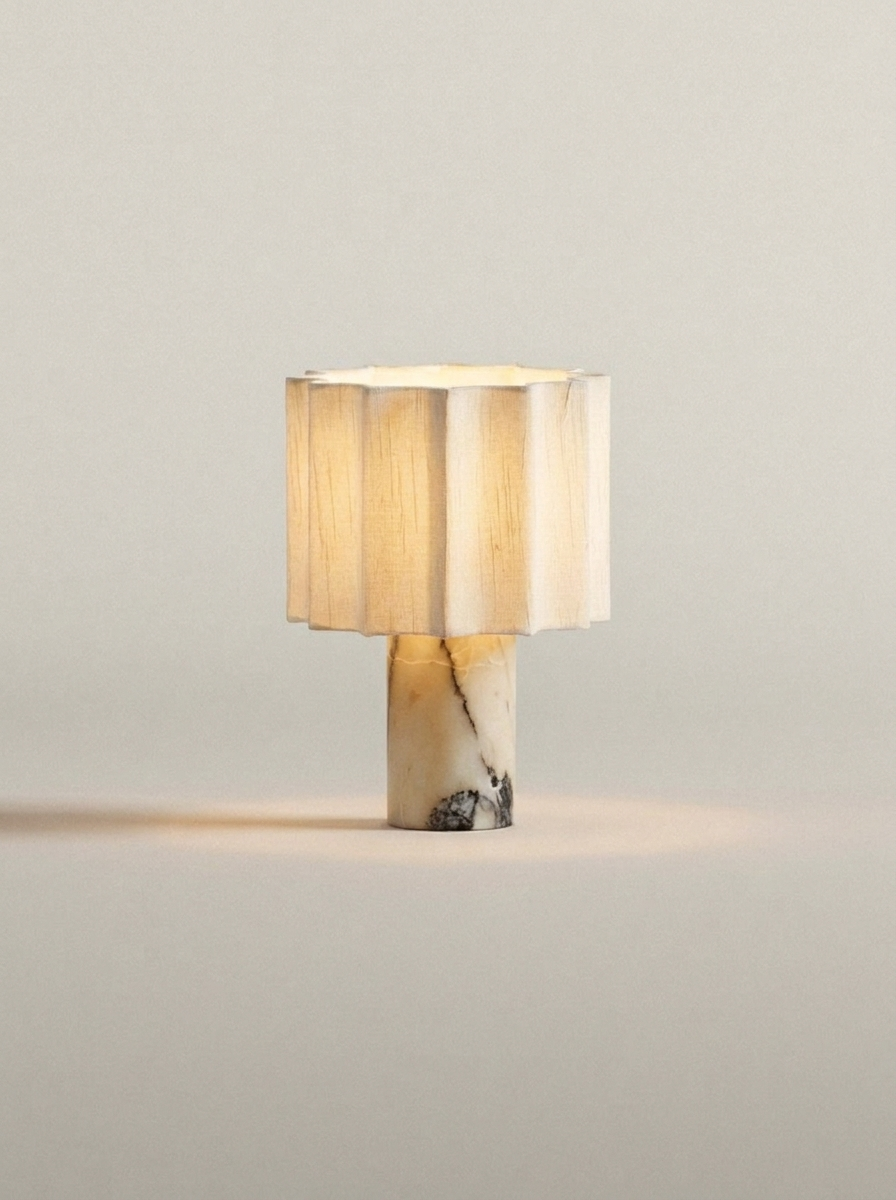 Luciano Lamp | Ivory & Pleated Linen