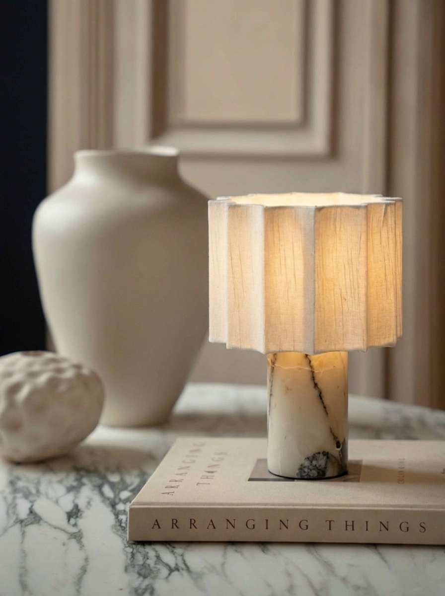 Luciano Lamp | Ivory & Pleated Linen — product view 2