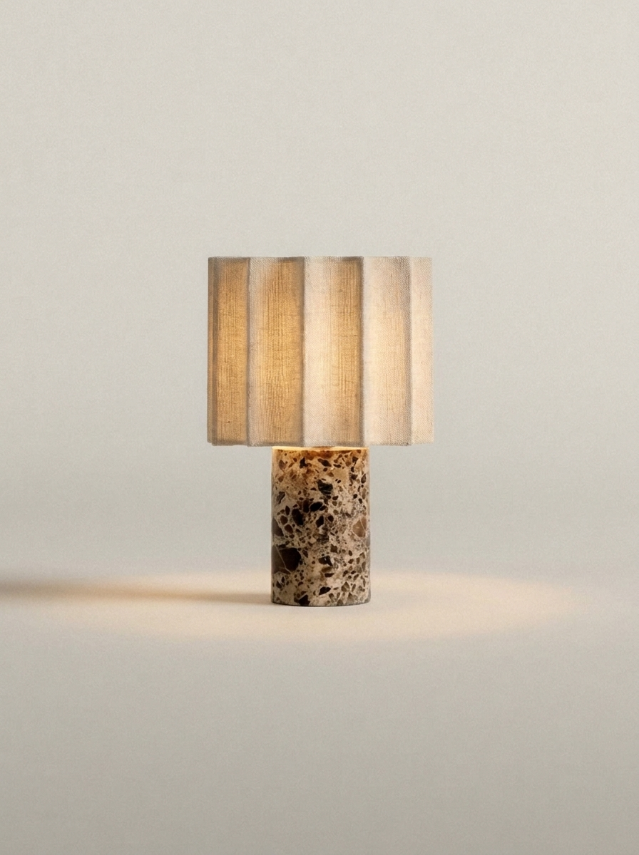 Luciano Lamp | Marble & Pleated Linen