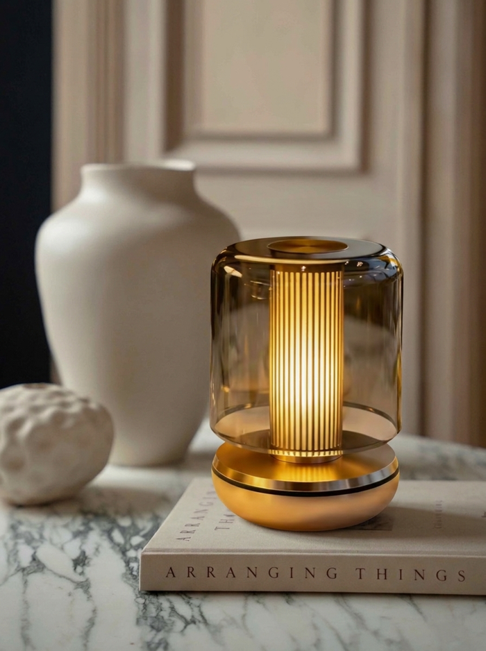 Marcello Lamp | Smoked Glass & Gold — product view 2