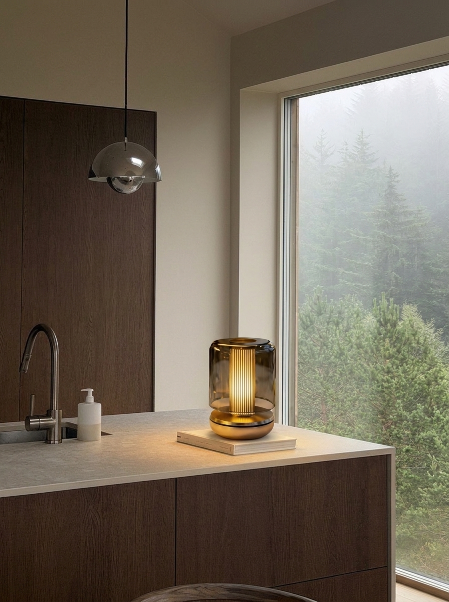 Marcello Lamp | Smoked Glass & Gold — product view 4