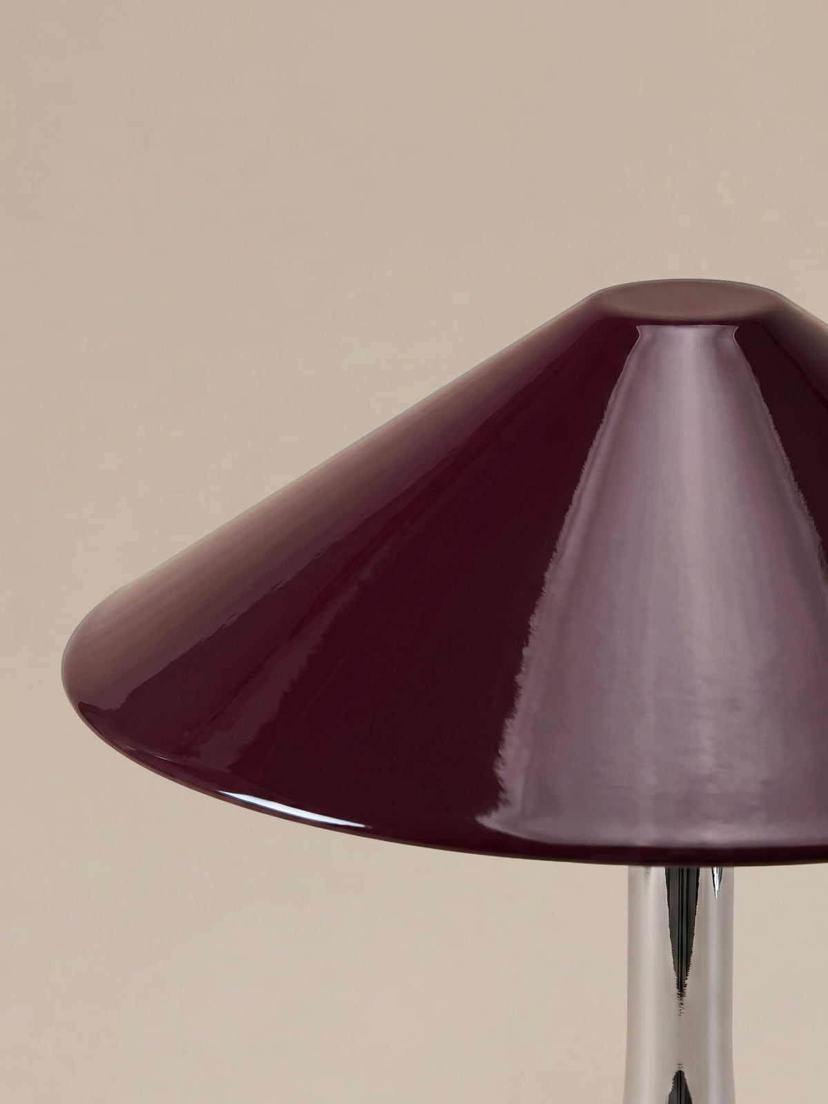 Nova Large Portable Lamp | Chrome & Burgundy Shade image 3