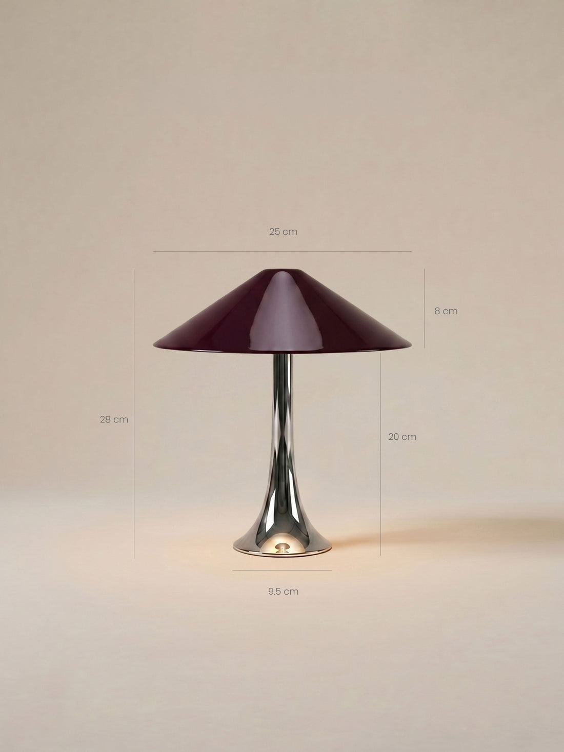 Nova Large Portable Lamp | Chrome & Burgundy Shade image 6