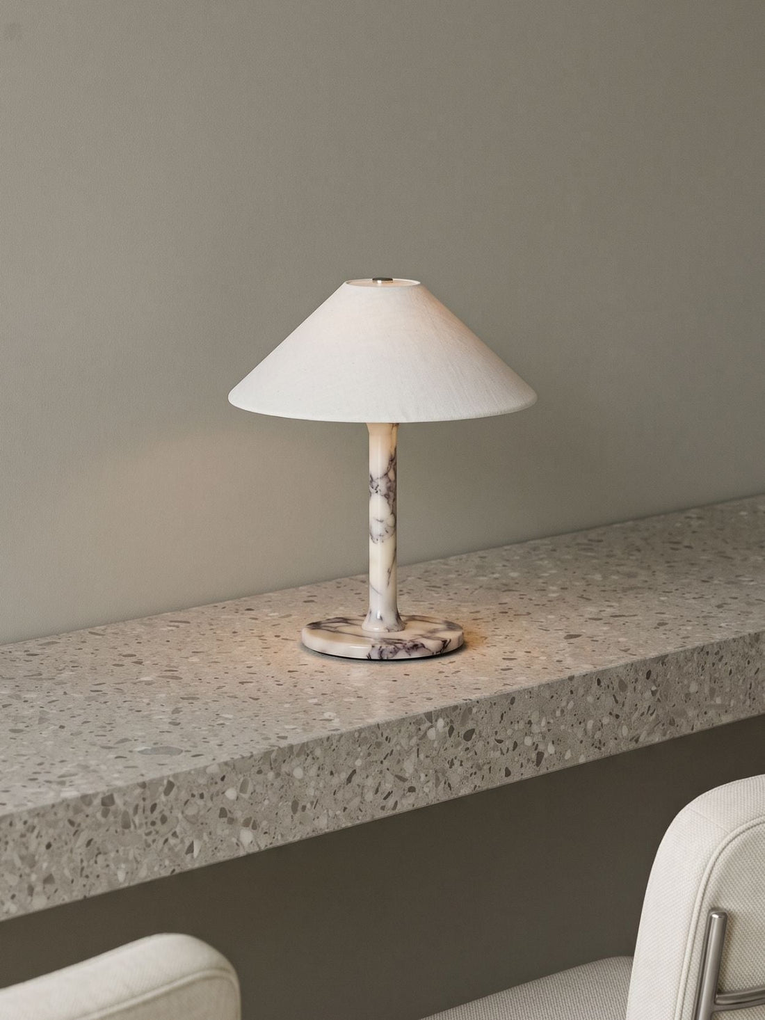 Rossa Portable Lamp | Calacatta Viola & Linen image 11